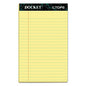 TOPS Docket Ruled Perforated Pads, Narrow Rule, 50 Canary-Yellow 5 x 8 Sheets, 12/Pack (63350)
