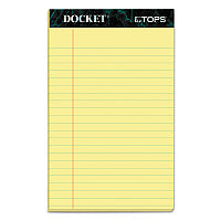 TOPS Docket Ruled Perforated Pads, Narrow Rule, 50 Canary-Yellow 5 x 8 Sheets, 12/Pack (63350)