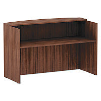 Alera Valencia Series Reception Desk with Transaction Counter, 71" x 35.5" x 42.5", Modern Walnut (ALEVA327236WA)