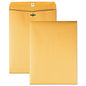 Quality Park Clasp Envelope, 28 lb Bond Weight Kraft, #90, Cheese Blade Flap, Clasp/Gummed Closure, 9 x 12, Brown Kraft, 100/Box (37890)