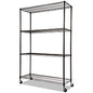 Alera NSF Certified 4-Shelf Wire Shelving Kit with Casters, 48w x 18d x 72h, Black (ALESW604818BL)
