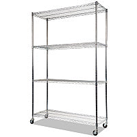 Alera NSF Certified 4-Shelf Wire Shelving Kit with Casters, 48w x 18d x 72h, Silver (ALESW604818SR)