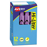 Avery HI-LITER Desk-Style Highlighters, Fluorescent Purple Ink, Chisel Tip, Purple/Black Barrel, Dozen (24060)