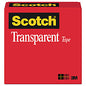 Scotch Transparent Tape, 1" Core, 0.5" x 36 yds, Transparent (600121296)
