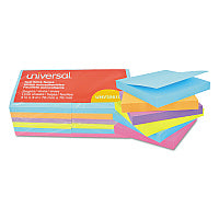 Universal Self-Stick Note Pads, 3" x 3", Assorted Bright Colors, 100 Sheets/Pad, 12 Pads/Pack (UNV35610)