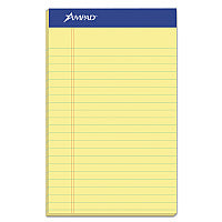 Ampad Perforated Writing Pads, Narrow Rule, 50 Canary-Yellow 5 x 8 Sheets, Dozen (20204)