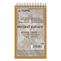 TOPS Second Nature Wirebound Notepads, Narrow Rule, Randomly Assorted Cover Colors, 50 White 3 x 5 Sheets (74135)