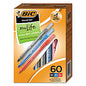 BIC Round Stic Xtra Precision Ballpoint Pen Value Pack, Stick, Medium 1 mm, Assorted Ink and Barrel Colors, 60/Pack (GSM609AST)
