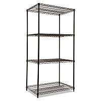 Alera NSF Certified Industrial Four-Shelf Wire Shelving Kit, 36w x 24d x 72h, Black (ALESW503624BL)