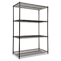 Alera NSF Certified Industrial Four-Shelf Wire Shelving Kit, 48w x 24d x 72h, Black (ALESW504824BL)