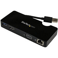 StarTech Travel Docking Station for Laptops - HDMI or VGA - USB 3.0 - Porta