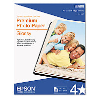 Epson Premium Photo Paper, 10.4 mil, 8.5 x 11, High-Gloss White, 50/Pack (S041667)