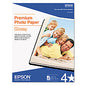 Epson Premium Photo Paper, 10.4 mil, 8.5 x 11, High-Gloss White, 50/Pack (S041667)