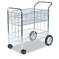 Fellowes Wire Mail Cart, Metal, 2 Bins, 21.5" x 37.5" x 39.5", Chrome (40912)