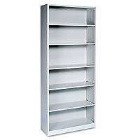 HON Metal Bookcase, Six-Shelf, 34.5w x 12.63d x 81.13h, Light Gray (S82ABCQ)