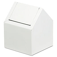 HOSPECO Double Entry, Swing Top Floor Receptacle, Metal, White (2201)