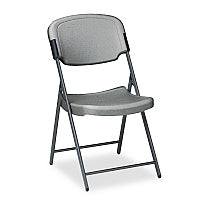 Iceberg Rough n Ready Commercial Folding Chair, Supports Up to 350 lb, 15.25" Seat Height, Charcoal Seat, Charcoal Back, Silver Base (64007)