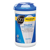 Hands Instant Sanitizing Wipes, 7.5 x 5, 300/Canister (P92084)