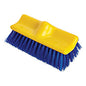 Rubbermaid Commercial Bi-Level Deck Scrub Brush, Blue Polypropylene Bristles, 10" Brush, 10" Plastic Block, Threaded Hole (6337BLU)