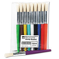 Charles Leonard Stubby Brush Set, Natural Bristle, Round Profile, 10/Set (73210)