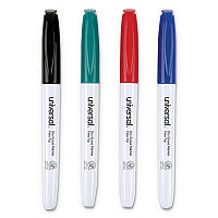 Universal Pen Style Dry Erase Marker, Fine Bullet Tip, Assorted Colors, 4/Set (UNV43670)