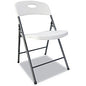 Alera Molded Resin Folding Chair, Supports Up to 225 lb, 18.19" Seat Height, White Seat, White Back, Dark Gray Base, 4/Carton (ALEFR9402)