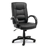 Alera Strada Series High-Back Swivel/Tilt Top-Grain Leather Chair, Supports Up to 275 lb, 17.91" to 21.85" Seat Height, Black (ALESR41LS10B)