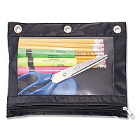 Advantus Binder Pencil Pouch, 10 x 7.38, Black/Clear (67024)