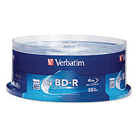 Verbatim BD-R Blu-Ray Disc, 25 GB, 16x, White, 25/Pack (97457)