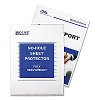 C-Line Top-Load No-Hole Sheet Protectors, Heavyweight, Clear, 2" Capacity, 25/Box (62907)