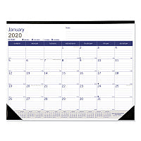 Blueline DuraGlobe Monthly Desk Pad Calendar, 22 x 17, White/Blue/Gray Sheets, Black Binding/Corners, 12-Month (Jan to Dec): 2026 (C177227)