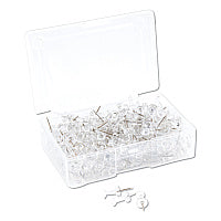U Brands Standard Push Pins, Plastic, Clear, Clear Head/Silver Pin, 0.44", 200/Pack (3088U0624)