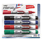 BIC Intensity Advanced Dry Erase Marker, Tank-Style, Broad Chisel Tip, Assorted Colors, 4/Pack (GELITP41AST)