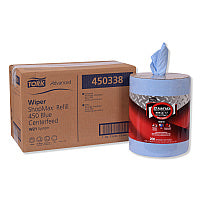 Tork(R) Centerfeed ShopMax Wiper 450, Blue, 200 wipers, 2 Rolls (450338)