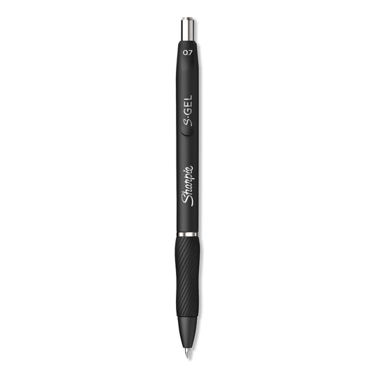 Sharpie S-Gel High-Performance Gel Pen, Retractable, Medium 0.7 mm, Black Ink, Black Barrel, Dozen (2096159)