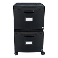 Storex Two-Drawer Mobile Filing Cabinet, 2 Legal/Letter-Size File Drawers, Black, 14.75" x 18.25" x 26" (61312B01C)