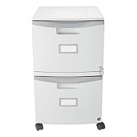 Storex Two-Drawer Mobile Filing Cabinet, 2 Legal/Letter-Size File Drawers, Gray, 14.75" x 18.25" x 26" (61310B01C)