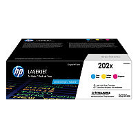 HP 202X, (CF500X-M) 3-Pack High-Yield Cyan/Magenta/Yellow Original LaserJet Toner Cartridges