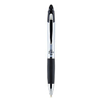 Zebra Z-Grip MAX Ballpoint Pen, Retractable, Medium 1 mm, Black Ink, Silver/Black Barrel, 12/Pack (22410)
