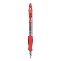 Pilot G2 Premium Gel Pen, Retractable, Extra-Fine 0.5 mm, Red Ink, Smoke/Red Barrel, Dozen (31004)