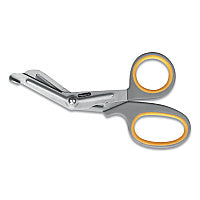 First Aid Only Titanium-Bonded Angled Medical Shears, 7" Long, 3" Cut Length, Crane-Style Gray/Yellow Handle (90292)