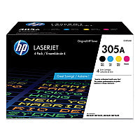 HP 305A, (CE305A-Q) 4-Pack Black/Cyan/Magenta/Yellow Original LaserJet Toner Cartridges (CE305AQ1)