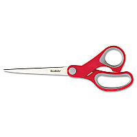 Scotch Multi-Purpose Scissors, 7" Long, 3.38" Cut Length, Straight Gray/Red Handle (1427)
