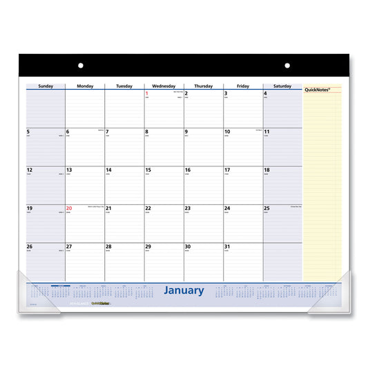 AT-A-GLANCE QuickNotes Desk Pad, 22 x 17, White/Blue/Yellow Sheets, Black Binding, Clear Corners, 13-Month: Jan 2026 to Jan 2027 (SK70000)