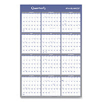AT-A-GLANCE Vertical/Horizontal Erasable Quarterly/Monthly Wall Planner, 24 x 36, White/Blue Sheets, 12-Month (Jan to Dec): 2026 (A1102)