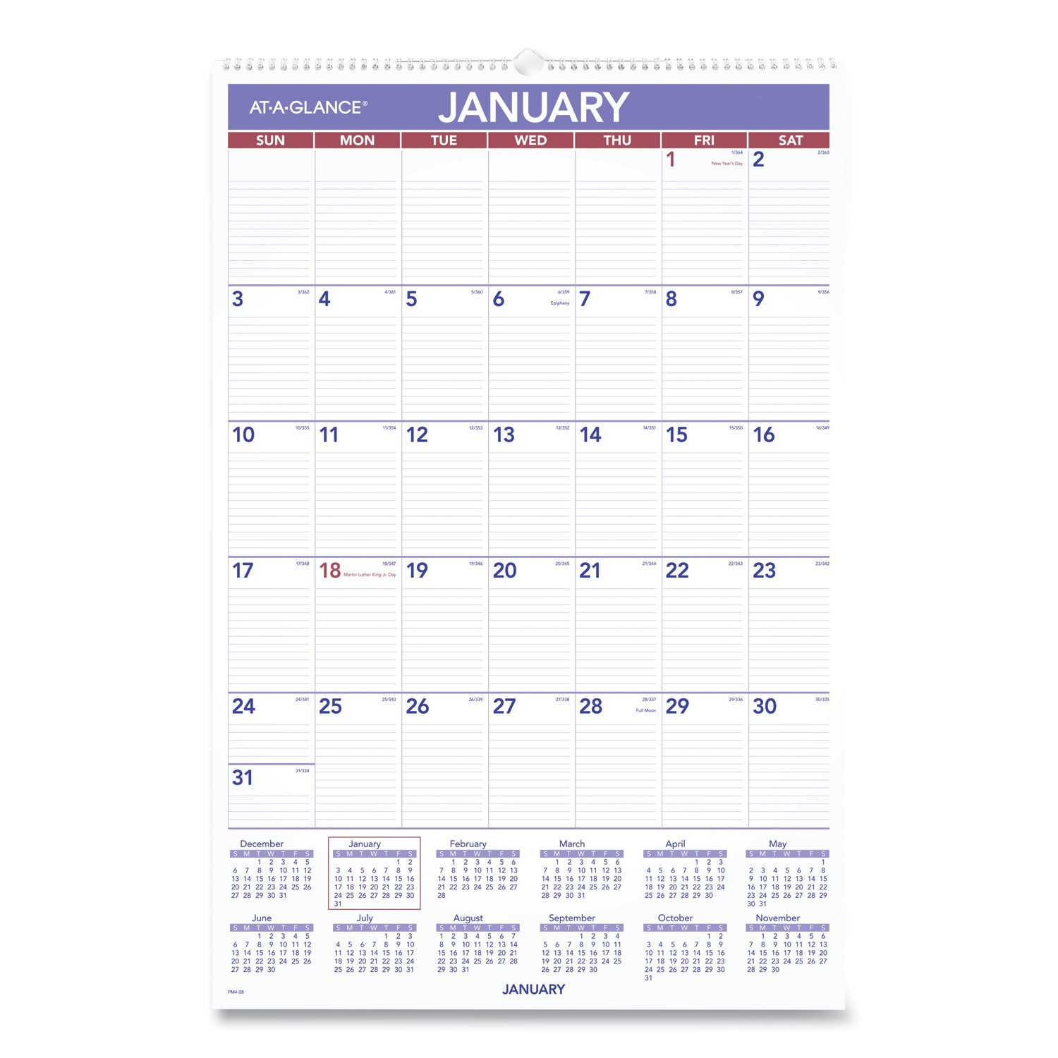 AT-A-GLANCE Monthly Wall Calendar with Ruled Daily Blocks, 20 x 30, White Sheets, 12-Month (Jan to Dec): 2026 (PM428)