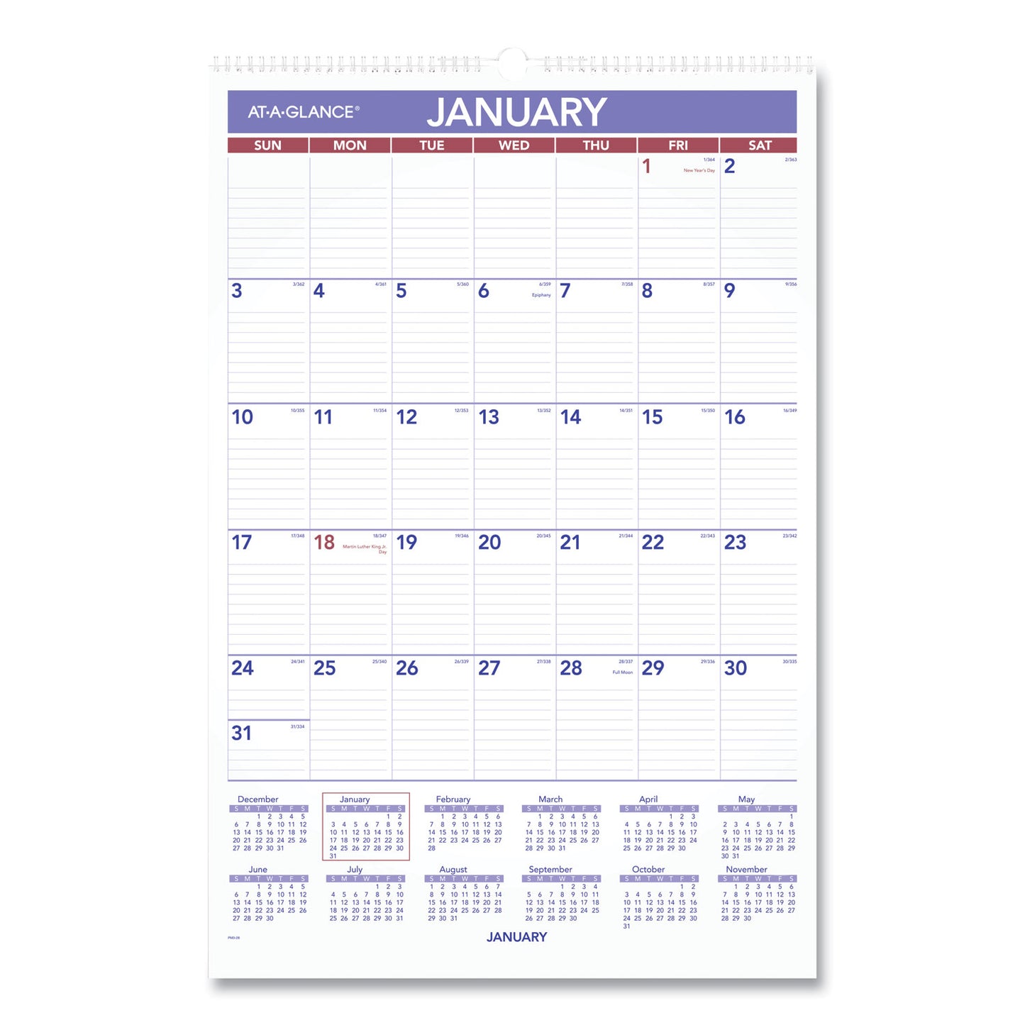 AT-A-GLANCE Monthly Wall Calendar with Ruled Daily Blocks, 15.5 x 22.75, White Sheets, 12-Month (Jan to Dec): 2026 (PM328)