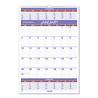 AT-A-GLANCE Three-Month Wall Calendar, 15.5 x 22.75, White Sheets, 12-Month (Jan to Dec): 2026 (PM628)