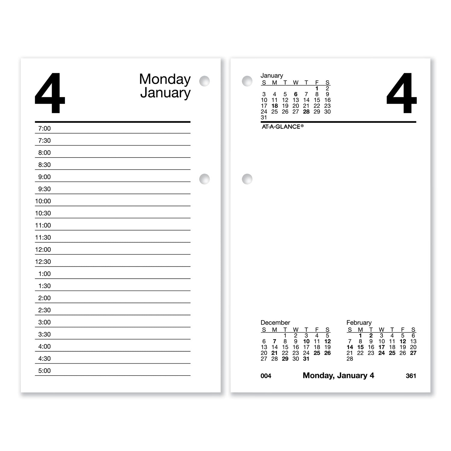 AT-A-GLANCE Desk Calendar Refill, 3.5 x 6, White Sheets, 12-Month (Jan to Dec): 2026 (E71750)