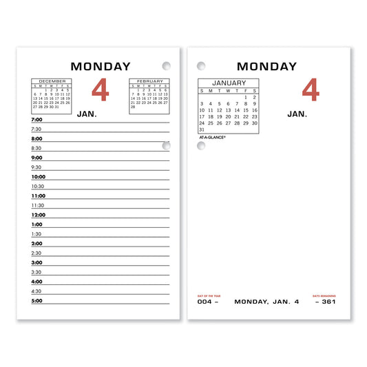 AT-A-GLANCE Two-Color Desk Calendar Refill, 3.5 x 6, White Sheets, 12-Month (Jan to Dec): 2026 (E01750)